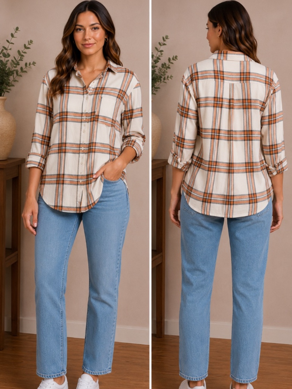 Universal Thread Women’s Plaid Button-Up Long Sleeve Flannel Shirt, size XXL